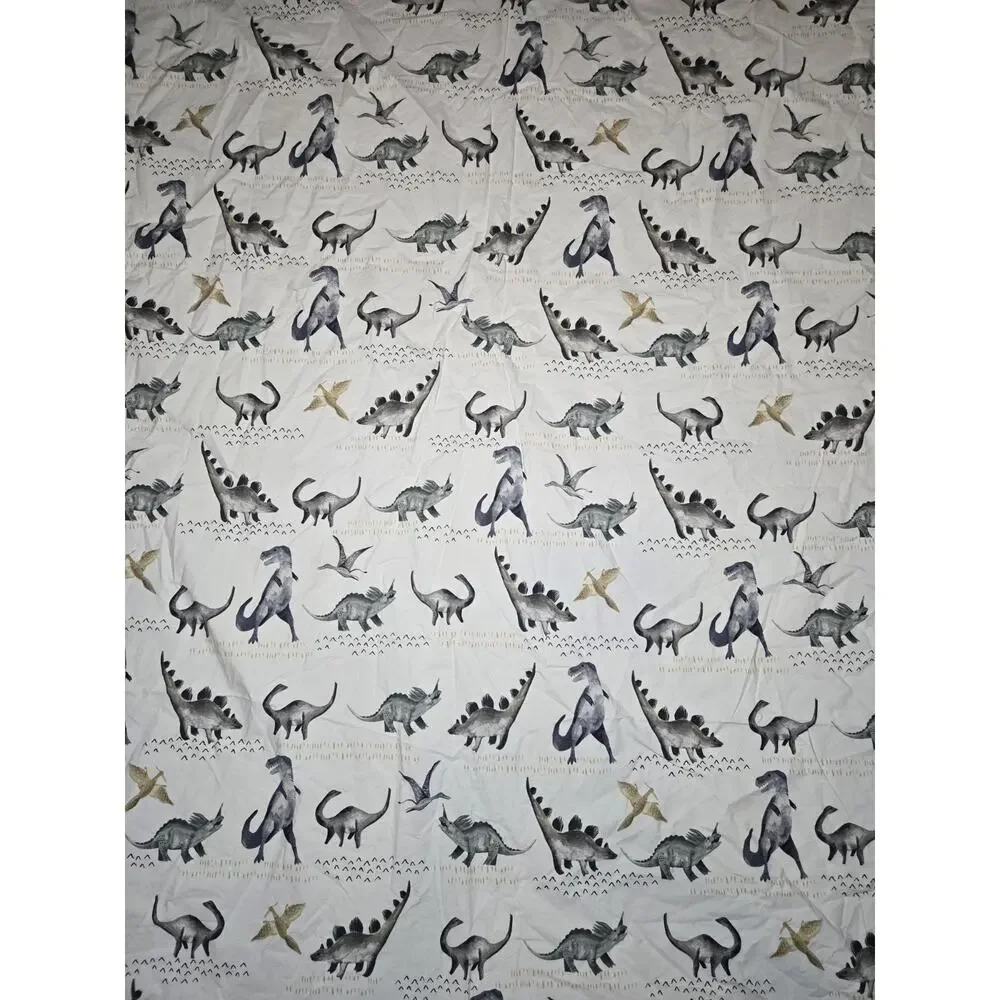 Pottery Barn Kids blue dinosaurs skeletons FLAT sheet EUC 100% cotton FULL